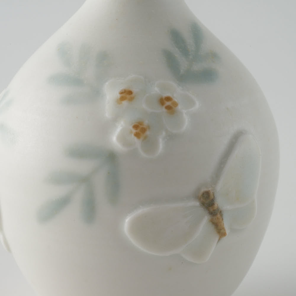 作家 森本静花 貼花文 一輪挿し(花・蝶)