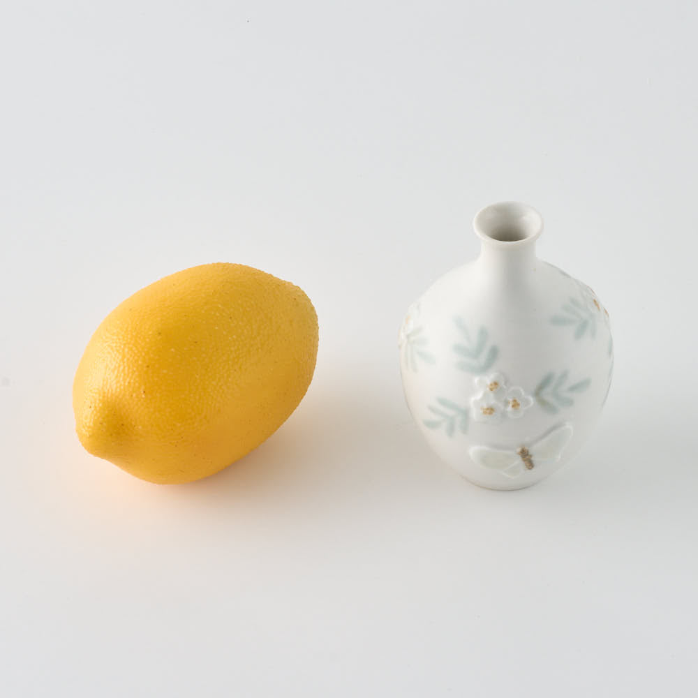 作家 森本静花 貼花文 一輪挿し(花・蝶)