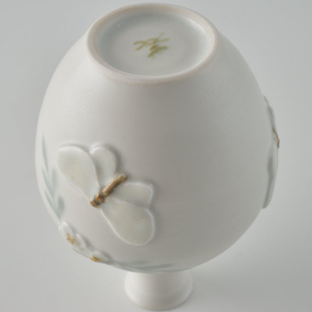 作家 森本静花 貼花文 一輪挿し(花・蝶)