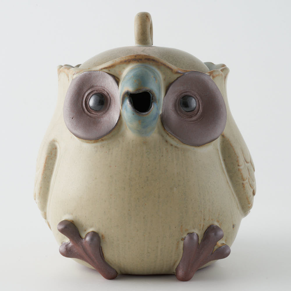 かしわ窯 ポット A blue owl かしわ窯 陶磁器作家もの
