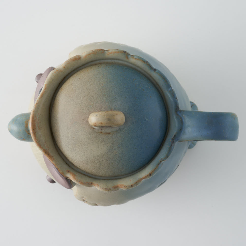 かしわ窯 ポット A blue owl かしわ窯 陶磁器作家もの