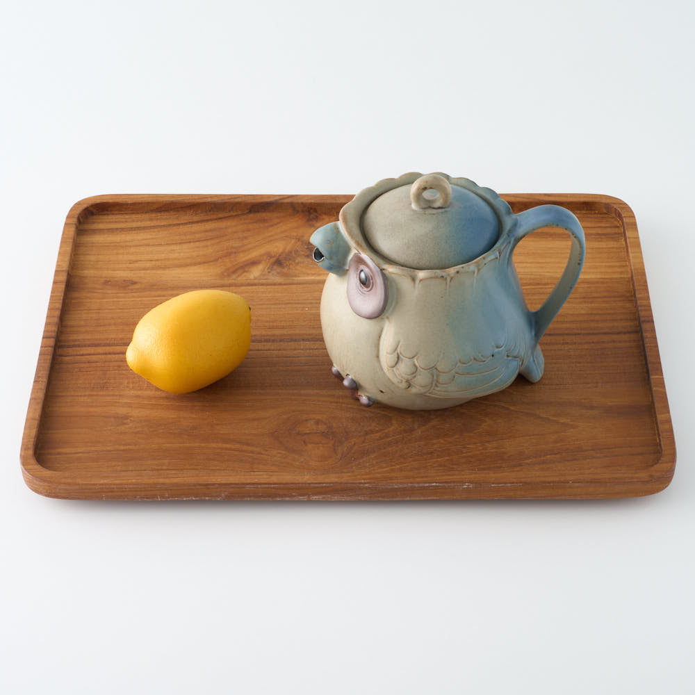 かしわ窯 ポット A blue owl かしわ窯 陶磁器作家もの