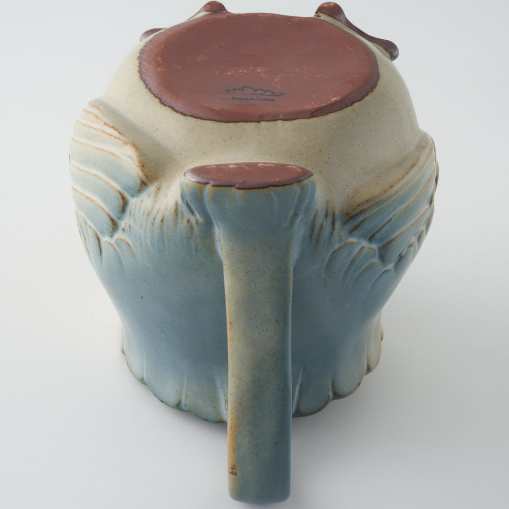かしわ窯 ポット A blue owl かしわ窯 陶磁器作家もの