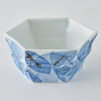 壮明窯 染付木の葉文六角鉢