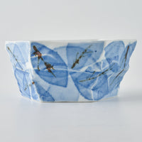 壮明窯 染付木の葉文六角鉢