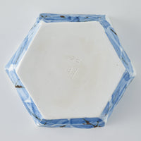 壮明窯 染付木の葉文六角鉢