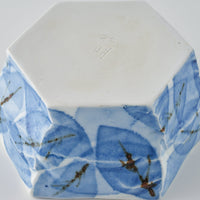 壮明窯 染付木の葉文六角鉢