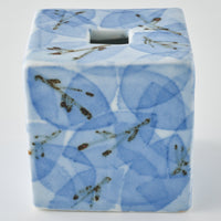 壮明窯 染付木の葉文角花入れ(大)