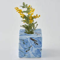 壮明窯 染付木の葉文角花入れ(大)