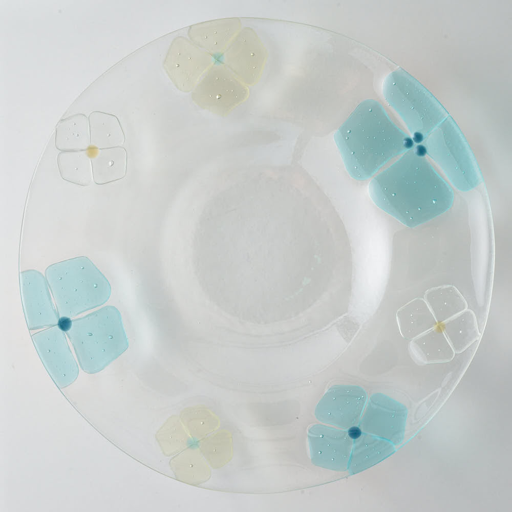 ガラス作家 佐々木翔子 リム大皿 ライトブルー×ライトイエロー ガラス作家 佐々木翔子 ガラスもの