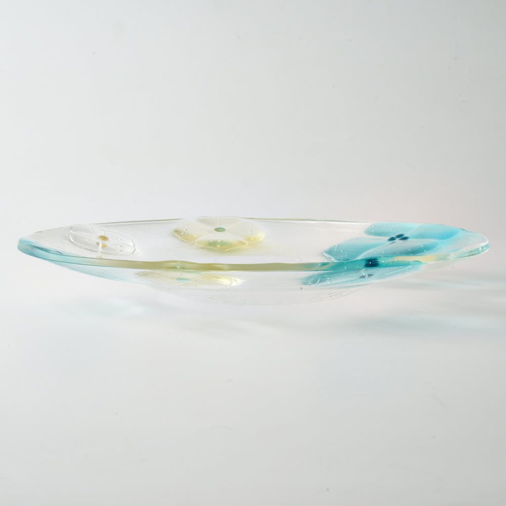 ガラス作家 佐々木翔子 リム大皿 ライトブルー×ライトイエロー ガラス作家 佐々木翔子 ガラスもの