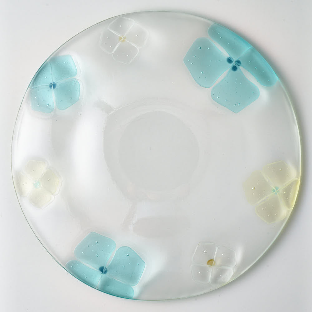 ガラス作家 佐々木翔子 リム大皿 ライトブルー×ライトイエロー ガラス作家 佐々木翔子 ガラスもの