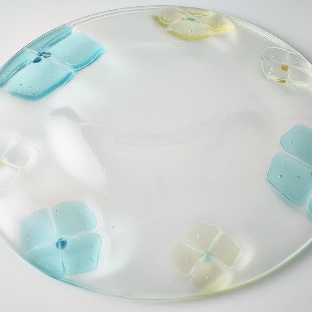 ガラス作家 佐々木翔子 リム大皿 ライトブルー×ライトイエロー ガラス作家 佐々木翔子 ガラスもの