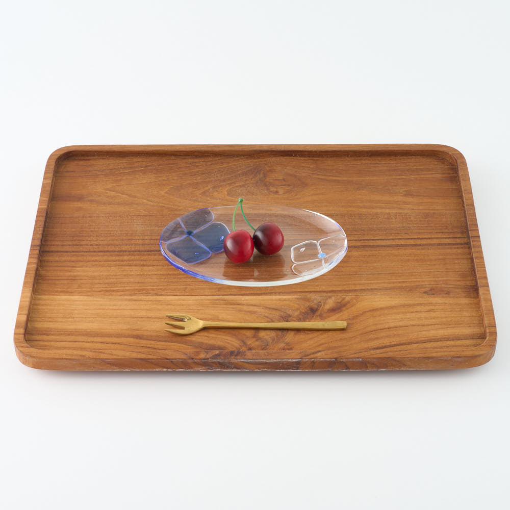 ガラス作家 佐々木翔子 オーバル小 ブルー×クリア