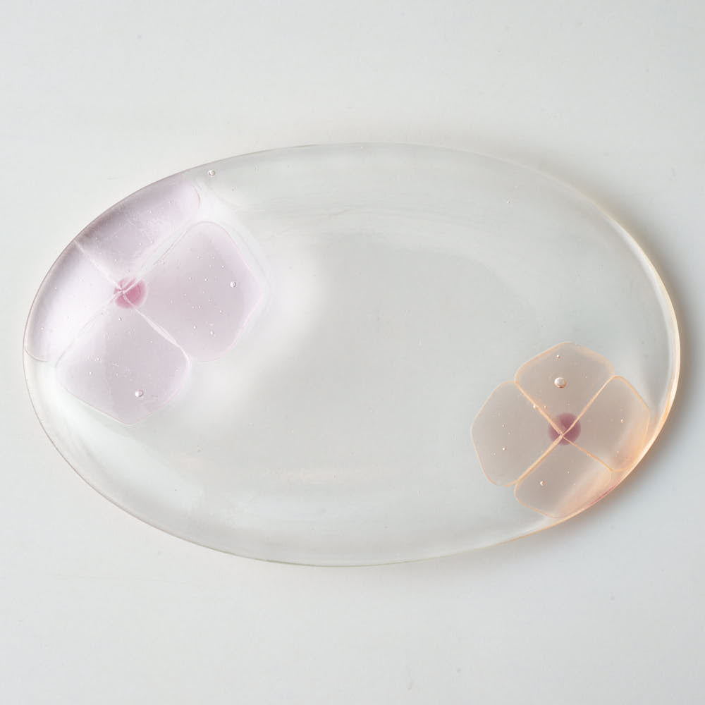 ガラス作家 佐々木翔子 オーバル小 ライトピンク×ライトオレンジ