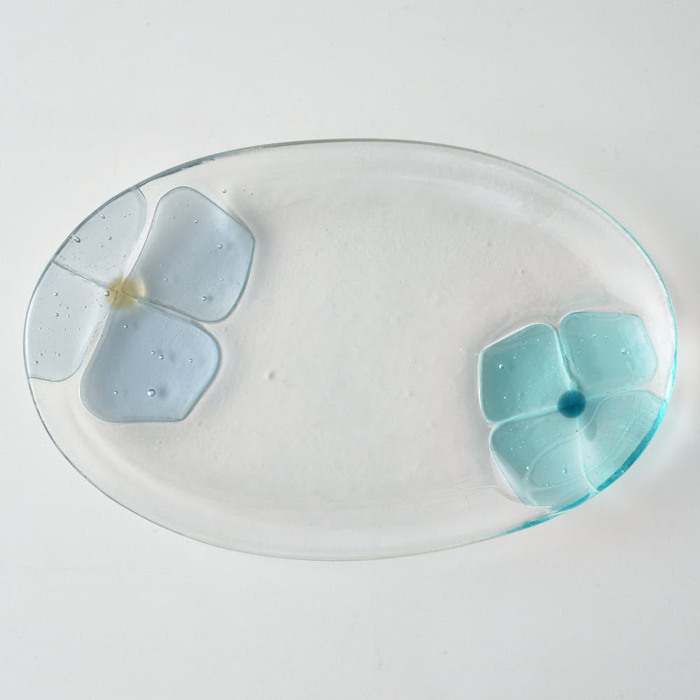 ガラス作家 佐々木翔子 オーバル小 ライトグレー×ライトブルー ガラス作家 佐々木翔子 ガラスもの