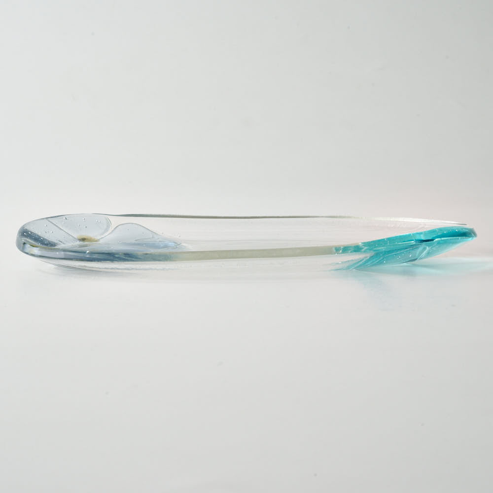 ガラス作家 佐々木翔子 オーバル小 ライトグレー×ライトブルー ガラス作家 佐々木翔子 ガラスもの
