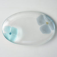 ガラス作家 佐々木翔子 オーバル小 ライトグレー×ライトブルー ガラス作家 佐々木翔子 ガラスもの