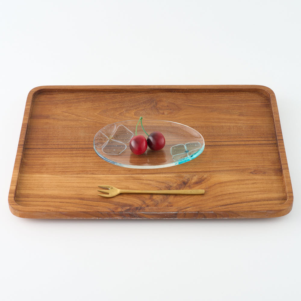 ガラス作家 佐々木翔子 オーバル小 ライトグレー×ライトブルー ガラス作家 佐々木翔子 ガラスもの