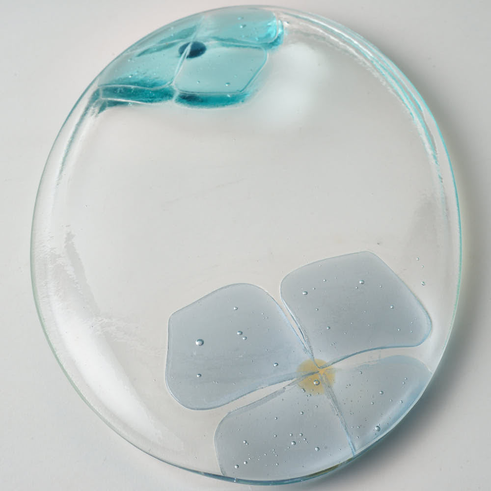ガラス作家 佐々木翔子 オーバル小 ライトグレー×ライトブルー ガラス作家 佐々木翔子 ガラスもの