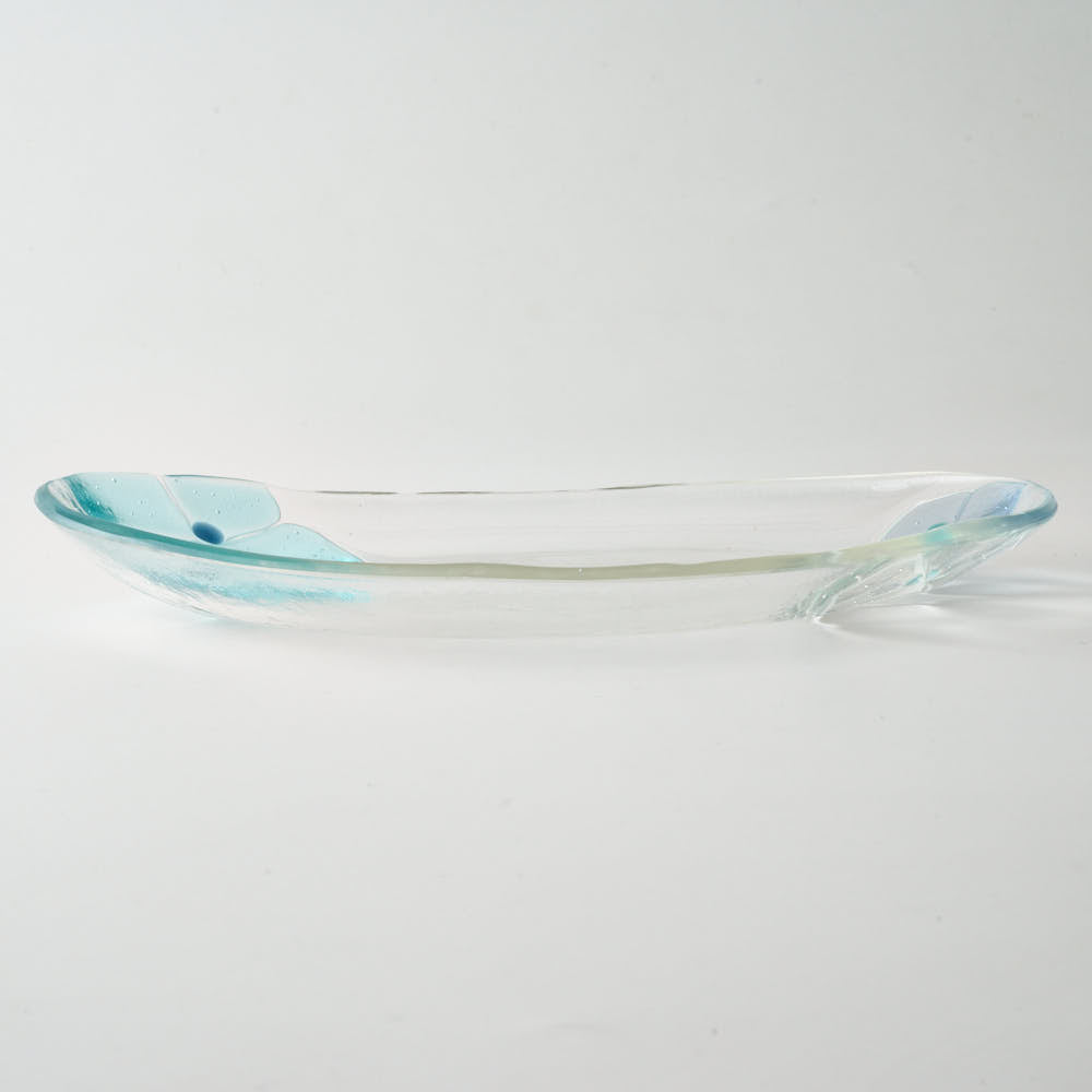 ガラス作家 佐々木翔子 オーバル大 ライトブルー×クリア×ライトグレー