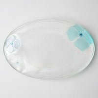 ガラス作家 佐々木翔子 オーバル大 ライトブルー×クリア×ライトグレー