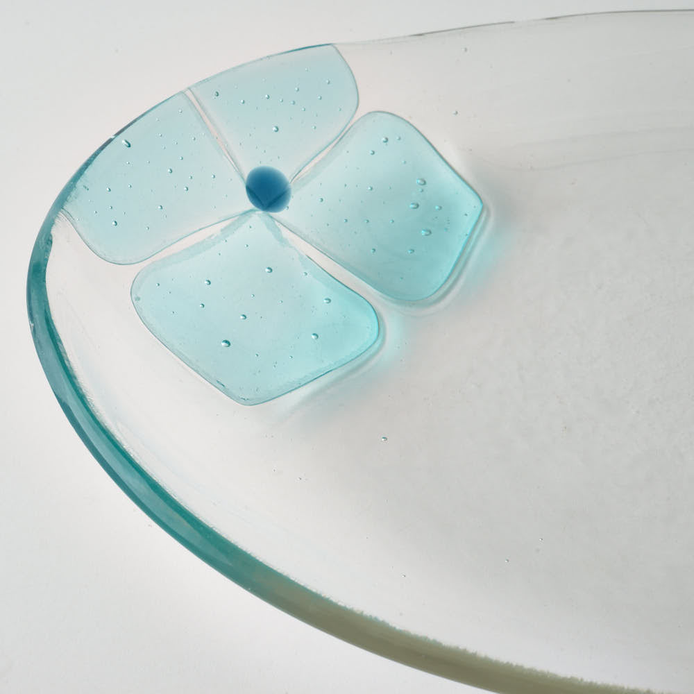 ガラス作家 佐々木翔子 オーバル大 ライトブルー×クリア×ライトグレー