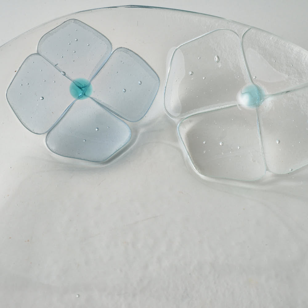 ガラス作家 佐々木翔子 オーバル大 ライトブルー×クリア×ライトグレー