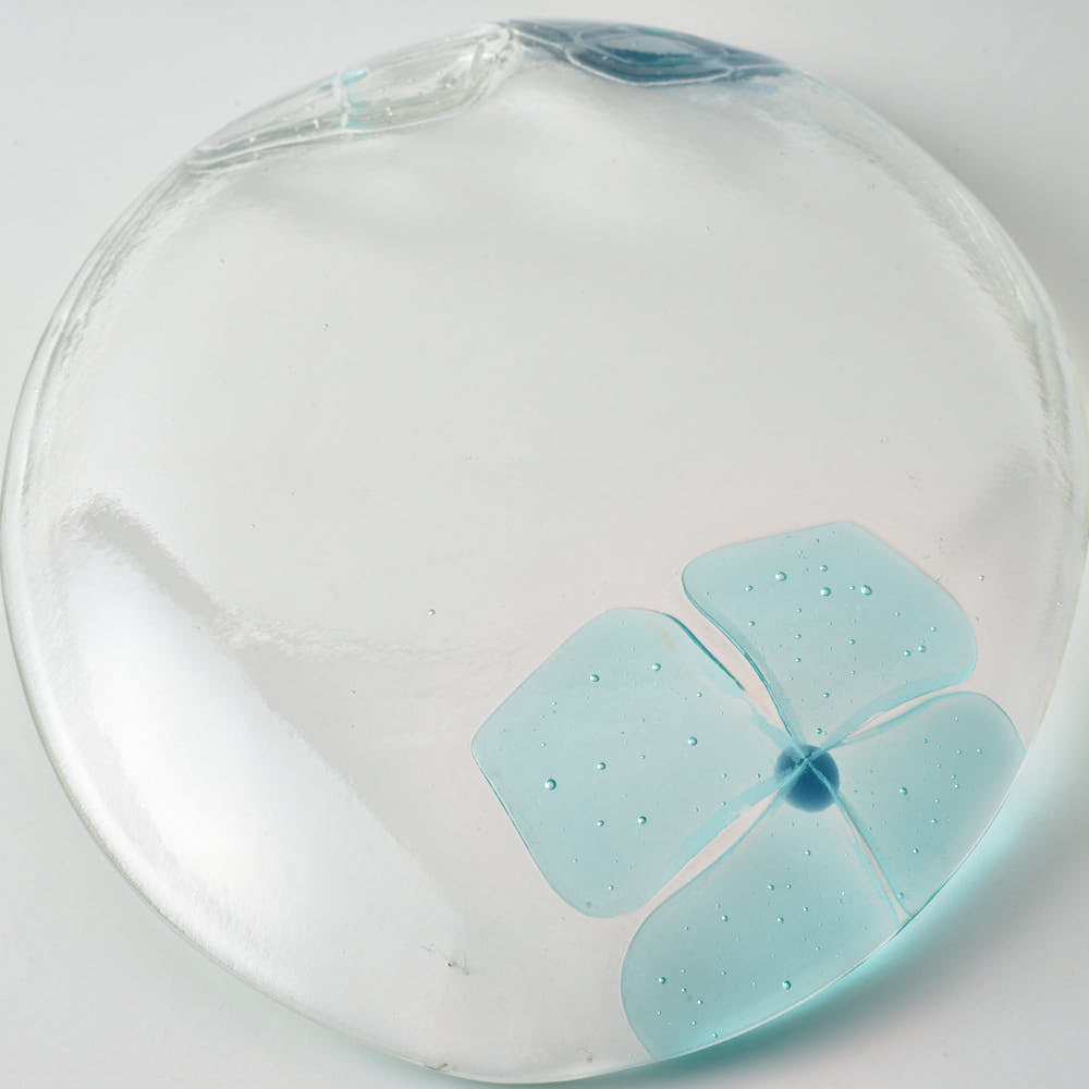 ガラス作家 佐々木翔子 オーバル大 ライトブルー×クリア×ライトグレー