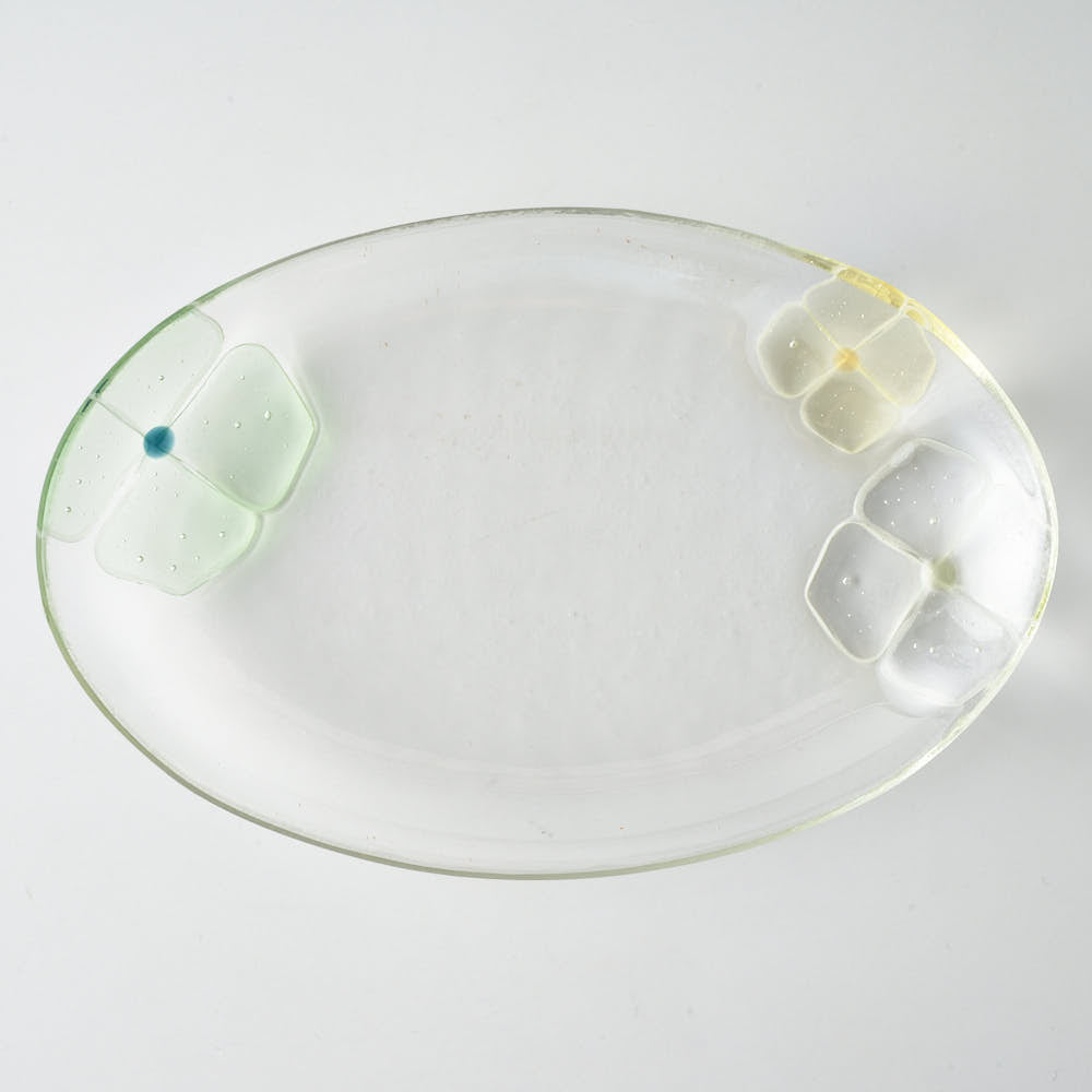 ガラス作家 佐々木翔子 オーバル大 ライトグリーン×ライトイエロー×クリア ガラス作家 佐々木翔子 ガラスもの