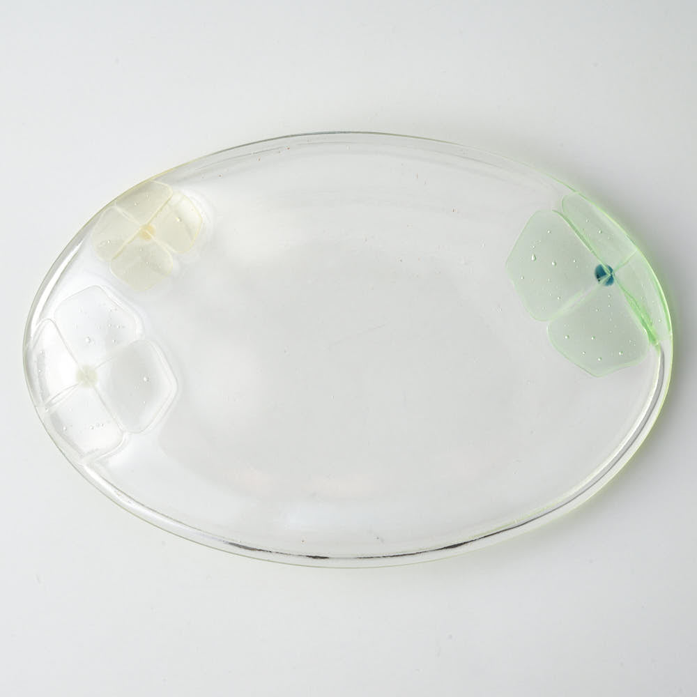 ガラス作家 佐々木翔子 オーバル大 ライトグリーン×ライトイエロー×クリア ガラス作家 佐々木翔子 ガラスもの