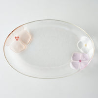 ガラス作家 佐々木翔子 オーバル大 ライトオレンジ×ライトピンク×クリア