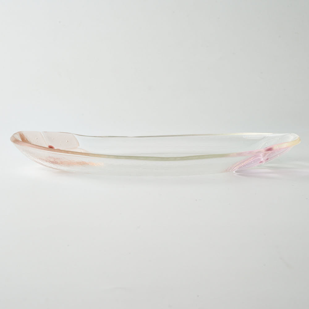 ガラス作家 佐々木翔子 オーバル大 ライトオレンジ×ライトピンク×クリア