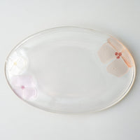 ガラス作家 佐々木翔子 オーバル大 ライトオレンジ×ライトピンク×クリア