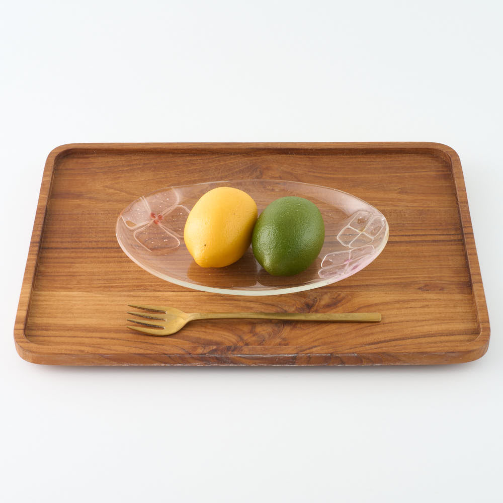 ガラス作家 佐々木翔子 オーバル大 ライトオレンジ×ライトピンク×クリア