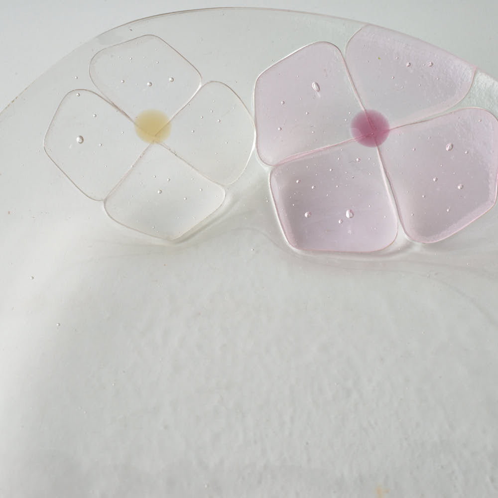 ガラス作家 佐々木翔子 オーバル大 ライトオレンジ×ライトピンク×クリア