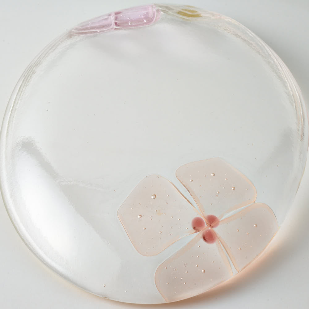 ガラス作家 佐々木翔子 オーバル大 ライトオレンジ×ライトピンク×クリア