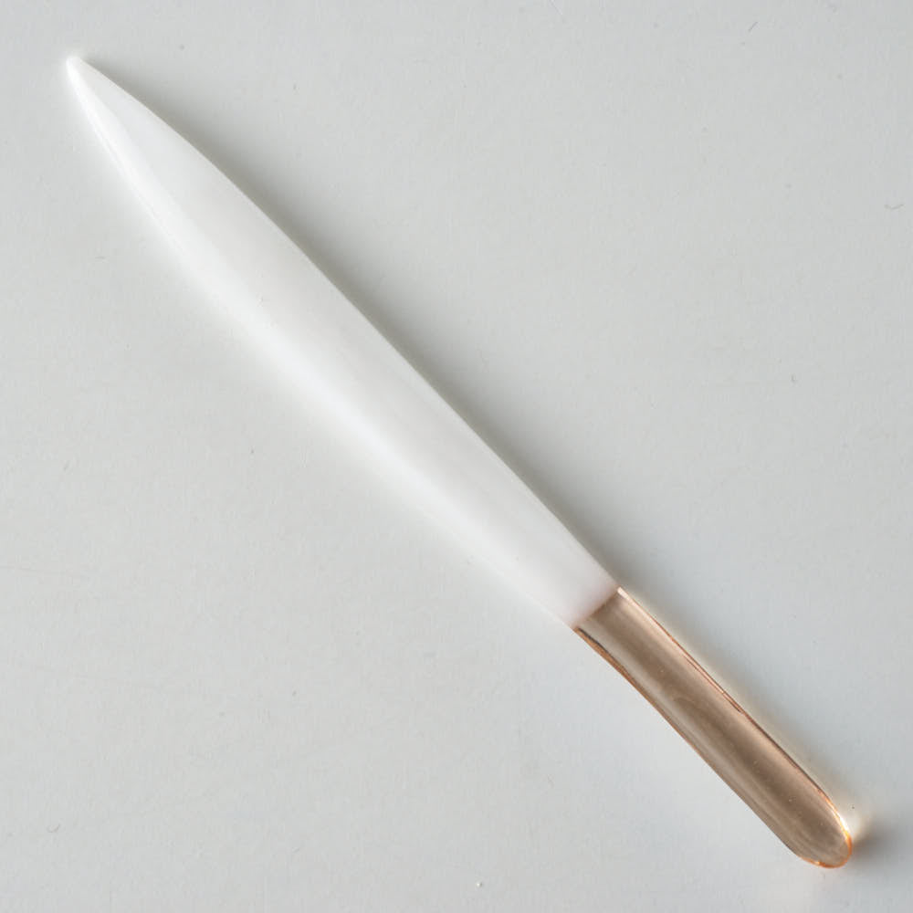 ガラス作家 佐々木翔子 硝子菓子切り ホワイト×ライトオレンジ