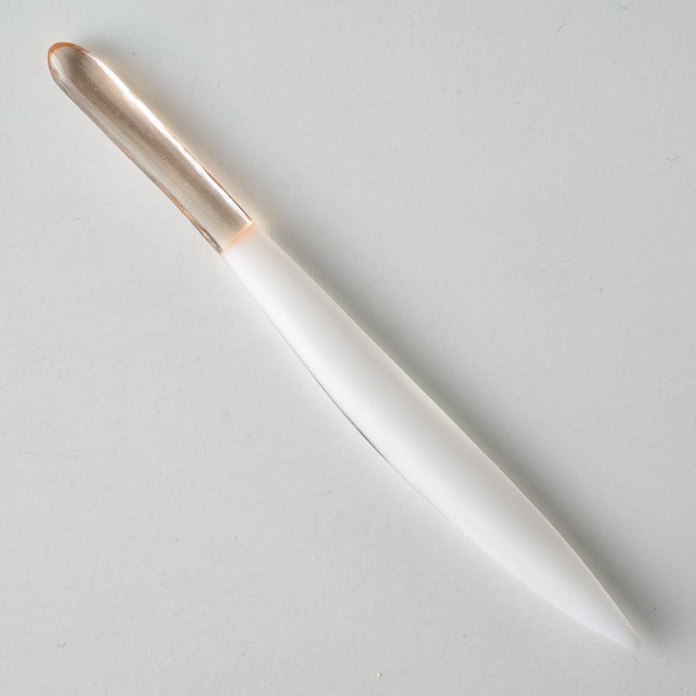 ガラス作家 佐々木翔子 硝子菓子切り ホワイト×ライトオレンジ