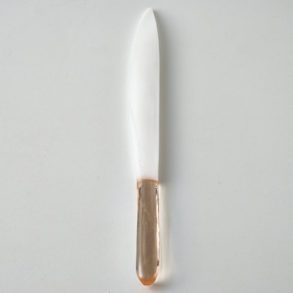 ガラス作家 佐々木翔子 硝子菓子切り ホワイト×ライトオレンジ