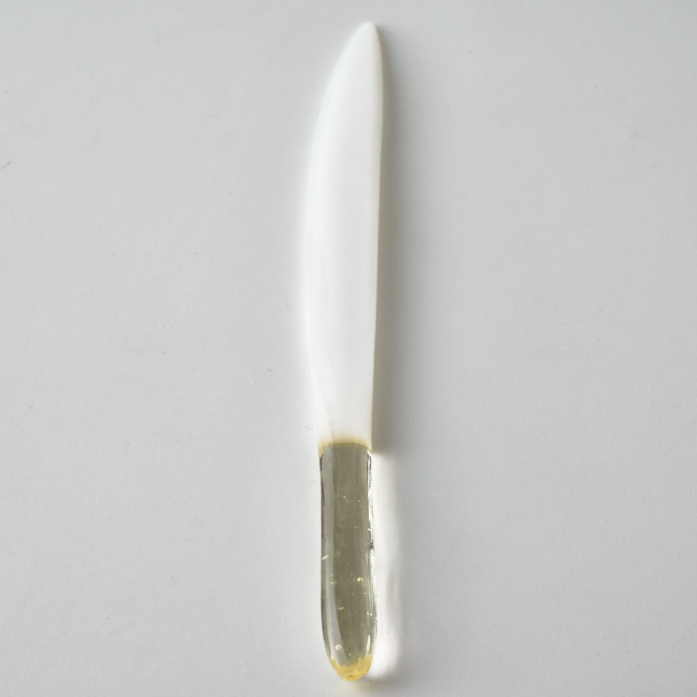 ガラス作家 佐々木翔子 硝子菓子切り ホワイト×ライトイエロー ガラス作家 佐々木翔子 ガラスもの