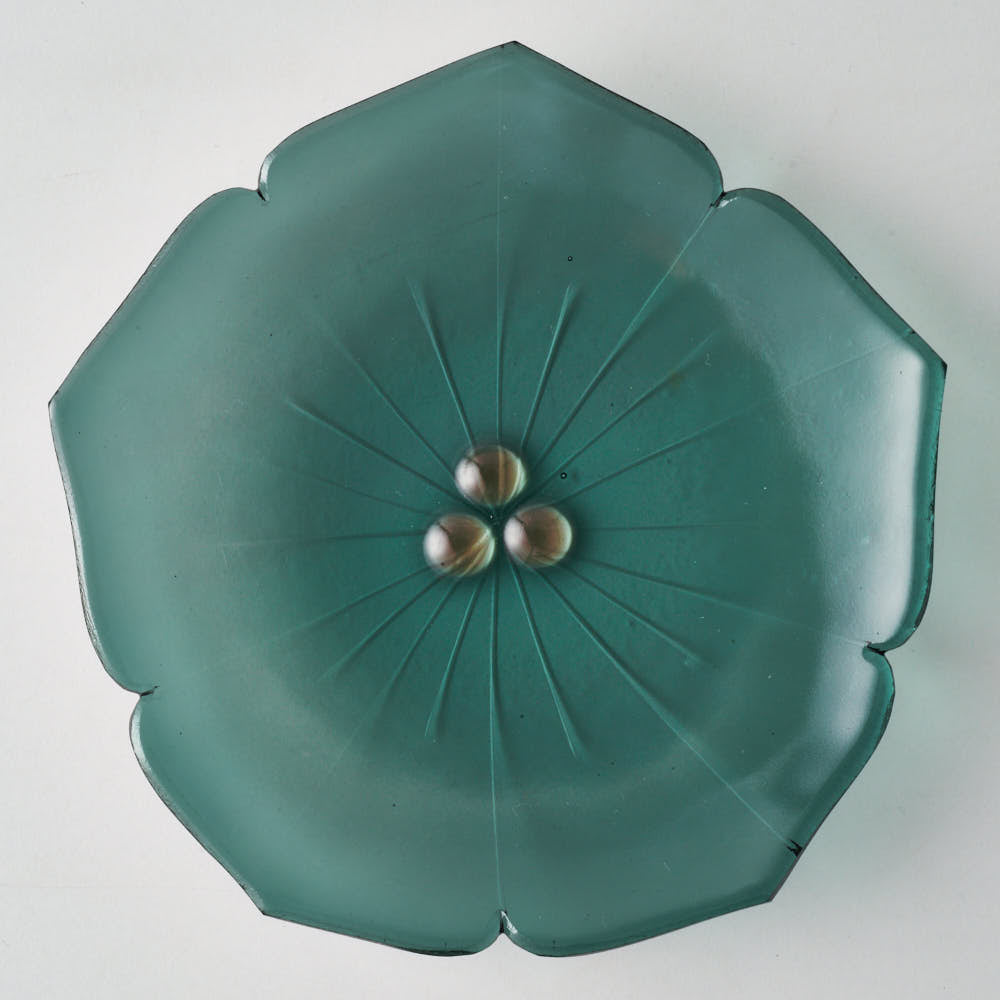 ガラス作家 佐々木翔子 花型小皿 グリーン(当ショップのみの限定色) ガラス作家 佐々木翔子 ガラスもの