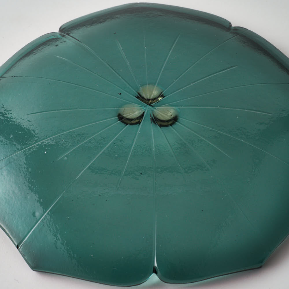 ガラス作家 佐々木翔子 花型小皿 グリーン(当ショップのみの限定色) ガラス作家 佐々木翔子 ガラスもの