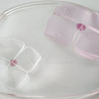 ガラス作家 佐々木翔子 角小皿 ライトピンク×クリア