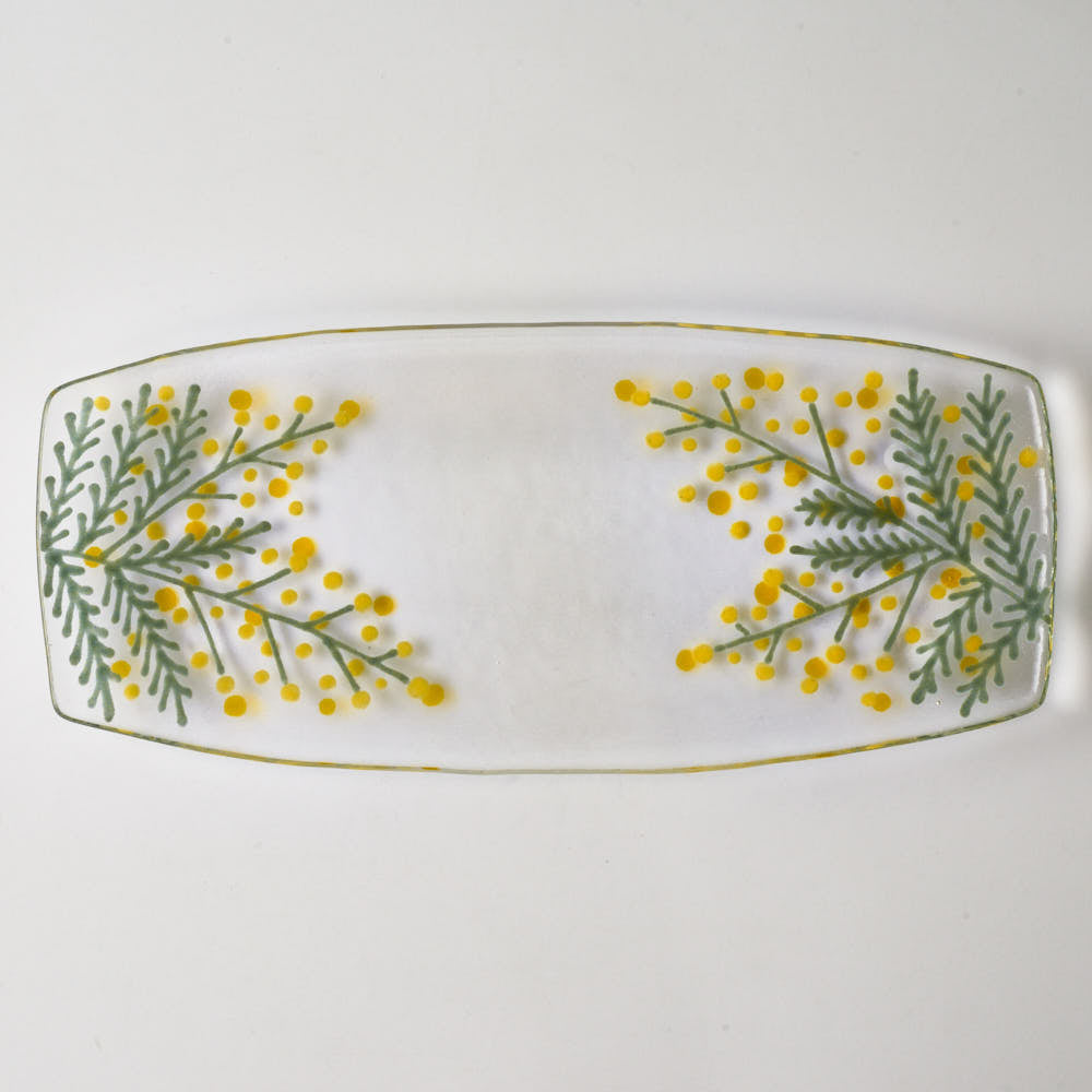 ガラス作家 沖知江子 ミモザ 角長皿 ¥7,700 大人の焼き物