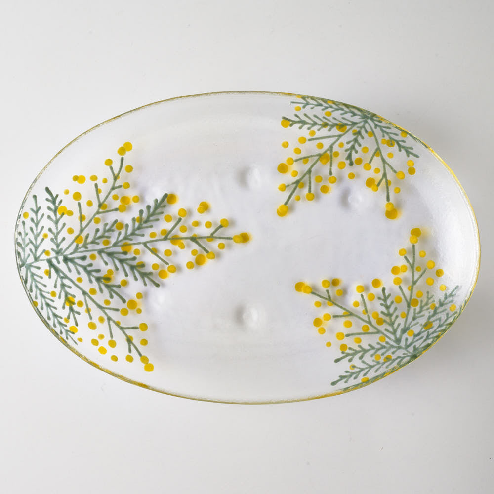 ガラス作家 沖知江子 ミモザ 楕円皿 大 ガラス作家 沖知江子 ガラスもの