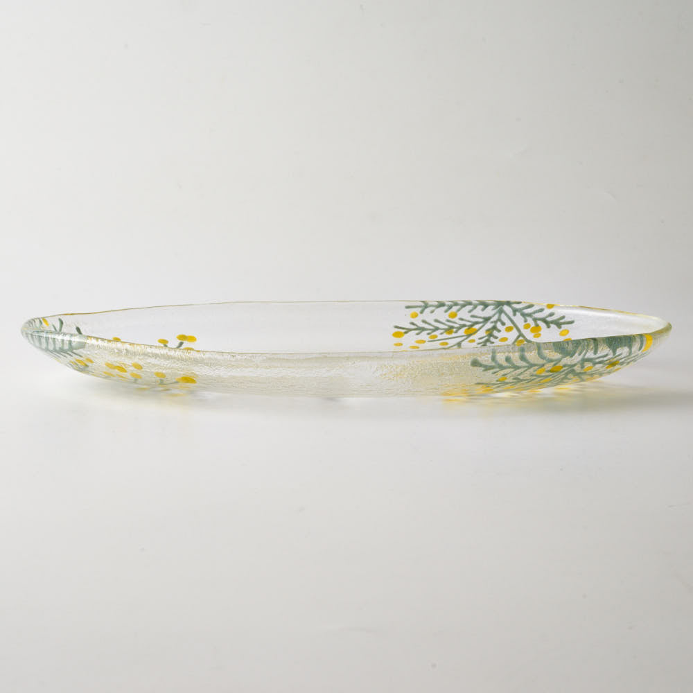 ガラス作家 沖知江子 ミモザ 楕円皿 大 ガラス作家 沖知江子 ガラスもの