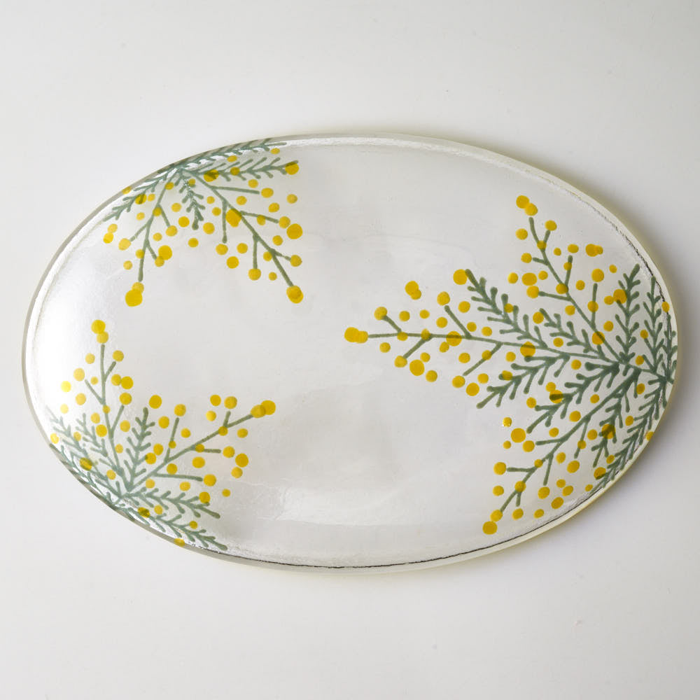 ガラス作家 沖知江子 ミモザ 楕円皿 大 ガラス作家 沖知江子 ガラスもの