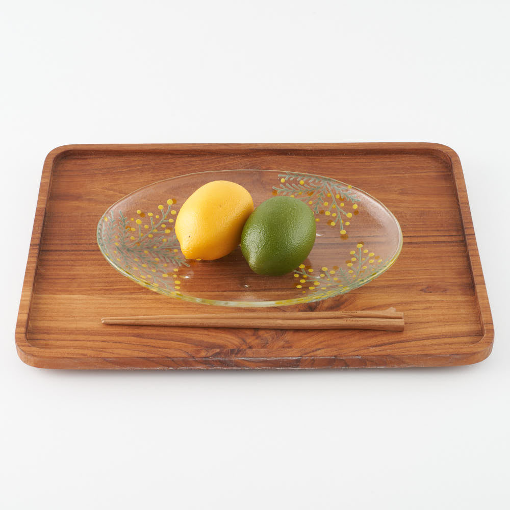 ガラス作家 沖知江子 ミモザ 楕円皿 大 ガラス作家 沖知江子 ガラスもの