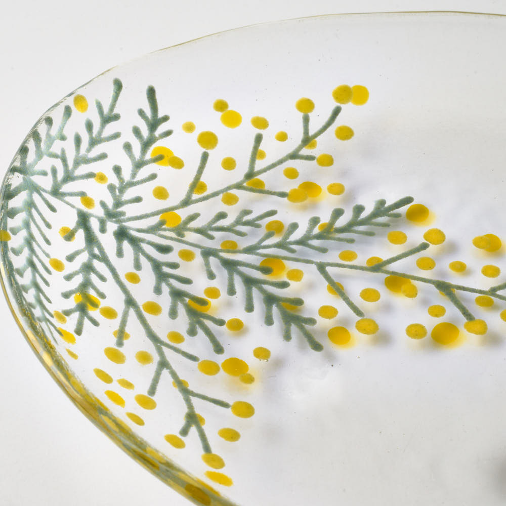 ガラス作家 沖知江子 ミモザ 楕円皿 大 ガラス作家 沖知江子 ガラスもの